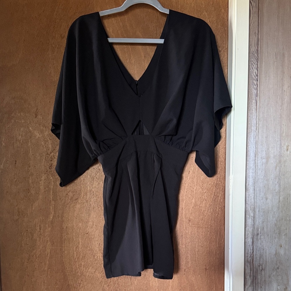 Asos Cutout Black Romper with V-Neck